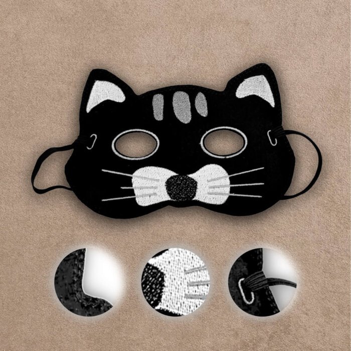 Black Cat Mask for Kid Party Pretend Play Soft Felt - Image 3