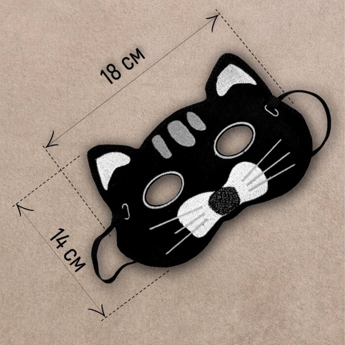 Black Cat Mask for Kid Party Pretend Play Soft Felt - Image 2