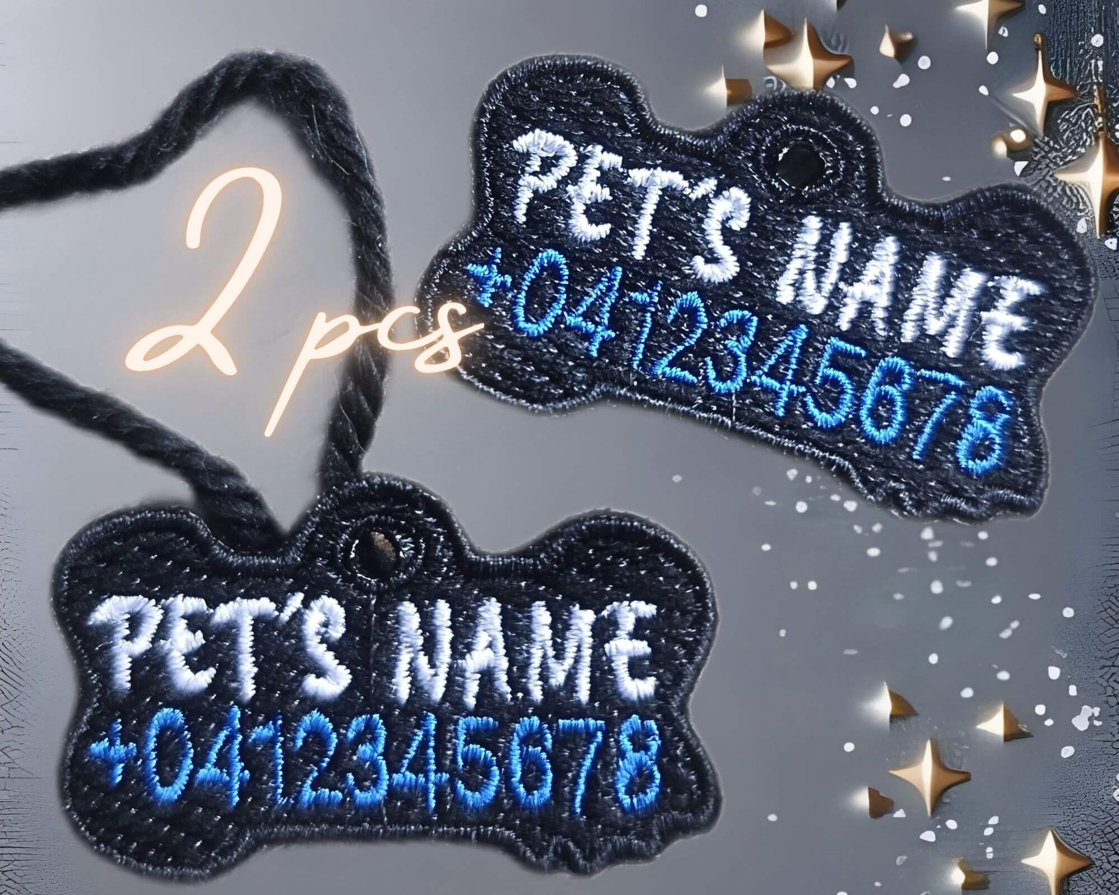 Personoitu äänetön koiran nimilaatta 2 kpl | Luurankomuoto | Hauska ja hiljainen lemmikin ID-laatta - Image 5