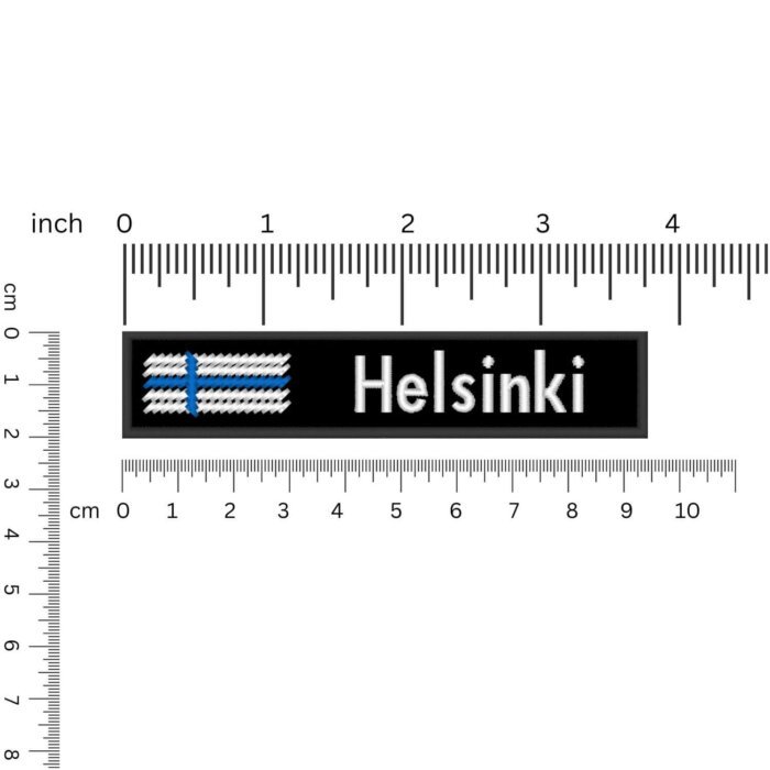 Country flag patch embroidered Finnish flag colors with custom city name - Kouvola Finland - Image 4