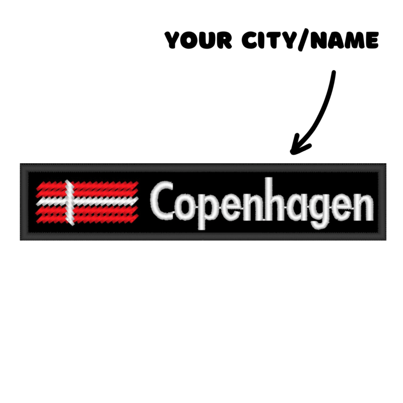 Country Flag Patch Denmark Custom City Name