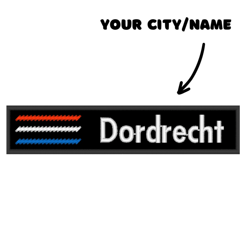 Custom Patch Text Dordrecht Netherlands Embroidered