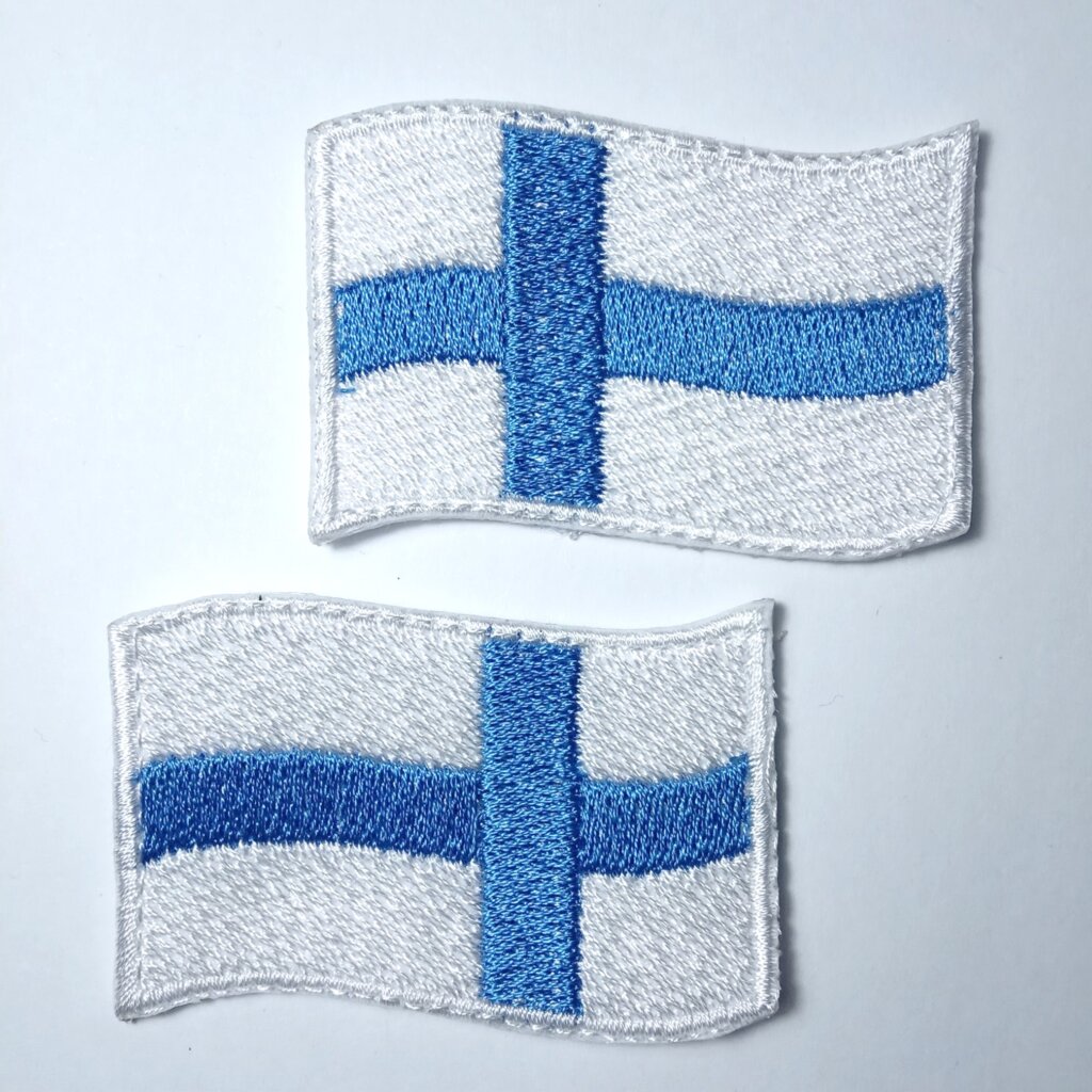 Finnish Flag patch embroidered iron on order online from Finland