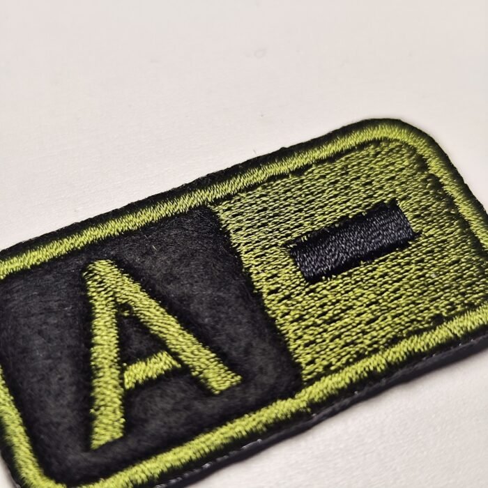 2 PCS Blood Type Patch A Neg Embroidered Hook A- Negative Group Badge Military Olive Silver Black 2"x1" size - Image 5