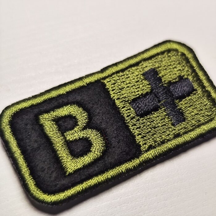 2 PCS Blood Type Patch B Pos Embroidered Hook B+ Positive Group Badge Military Olive Silver Black 2"x1" size - Image 5