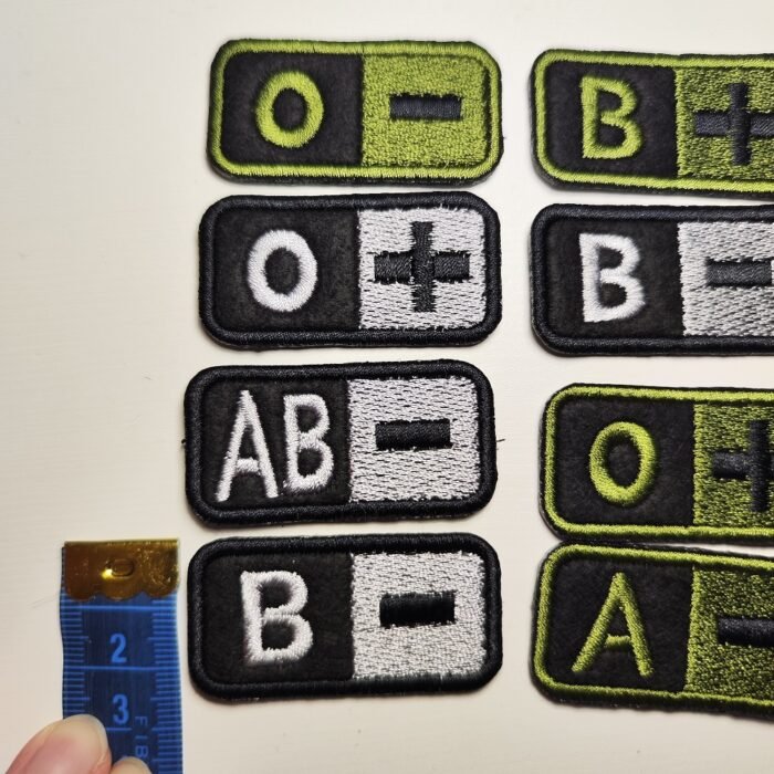 2 PCS Blood Type Patch O Neg Embroidered Hook o- Negative Group Badge Military Olive Silver Black 2"x1" size - Image 6