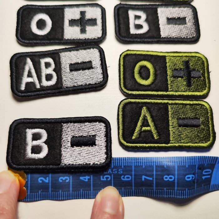 2 PCS Blood Type Patch O Neg Embroidered Hook o- Negative Group Badge Military Olive Silver Black 2"x1" size - Image 8