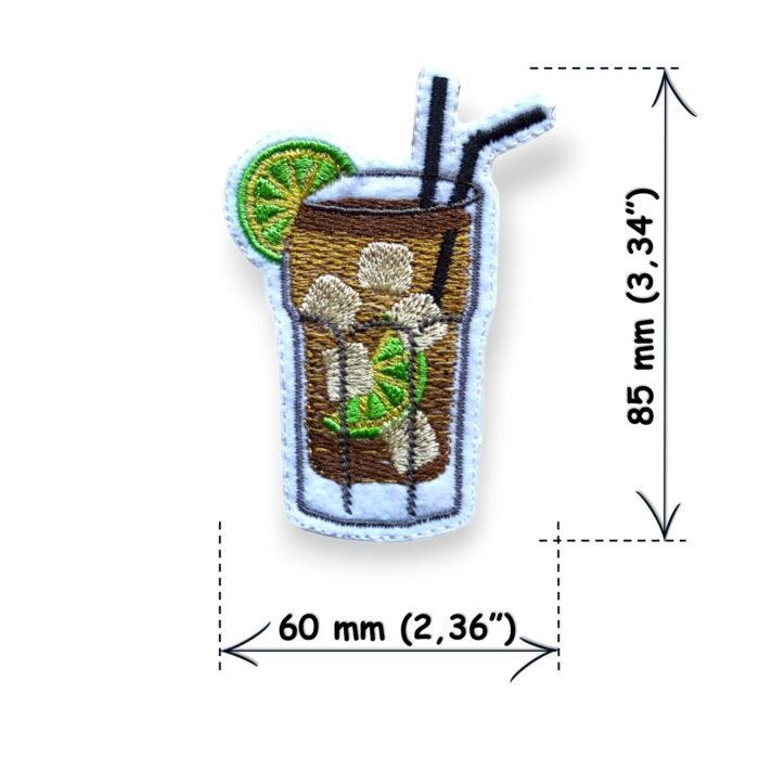 Summer Cocktail Patch Iron On Dark Brown Libre Drink - Image 2