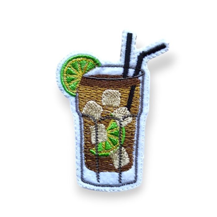 Summer Cocktail Patch Iron On Dark Brown Libre Drink - Image 4