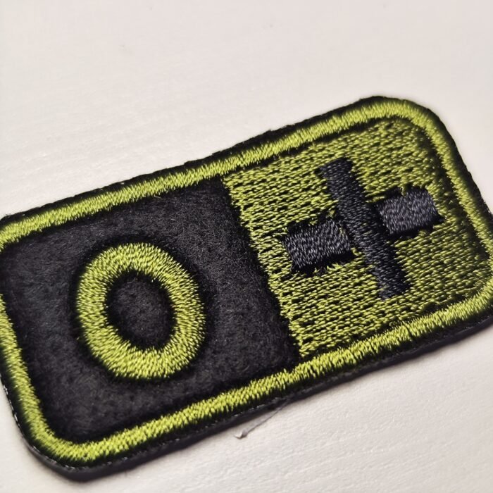 2 PCS Blood Type Patch O Pos Embroidered Hook o+ Positive Group Badge Military Olive Silver Black 2"x1" size - Image 3