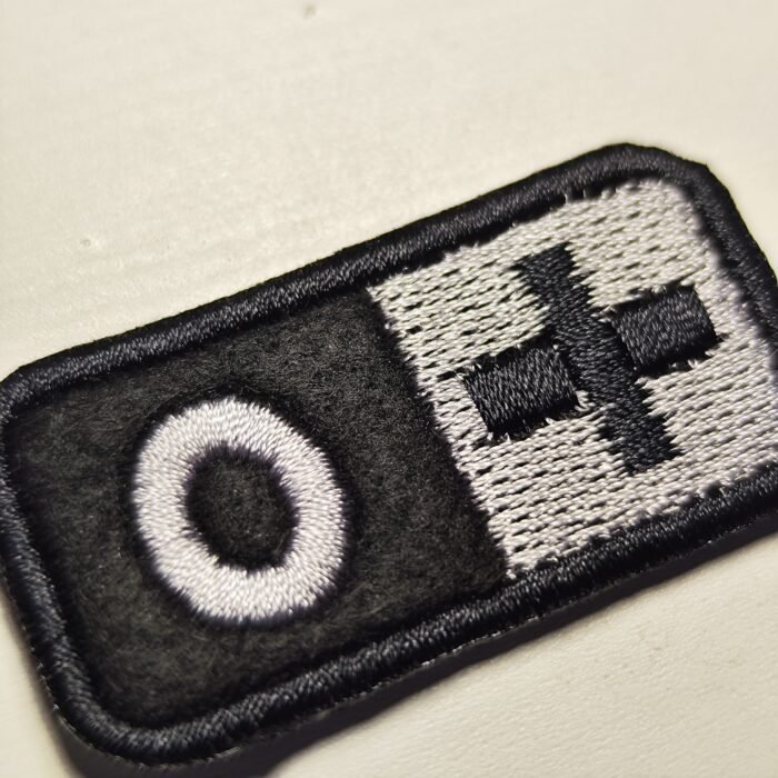 2 PCS Blood Type Patch O Pos Embroidered Hook o+ Positive Group Badge Military Olive Silver Black 2"x1" size - Image 2