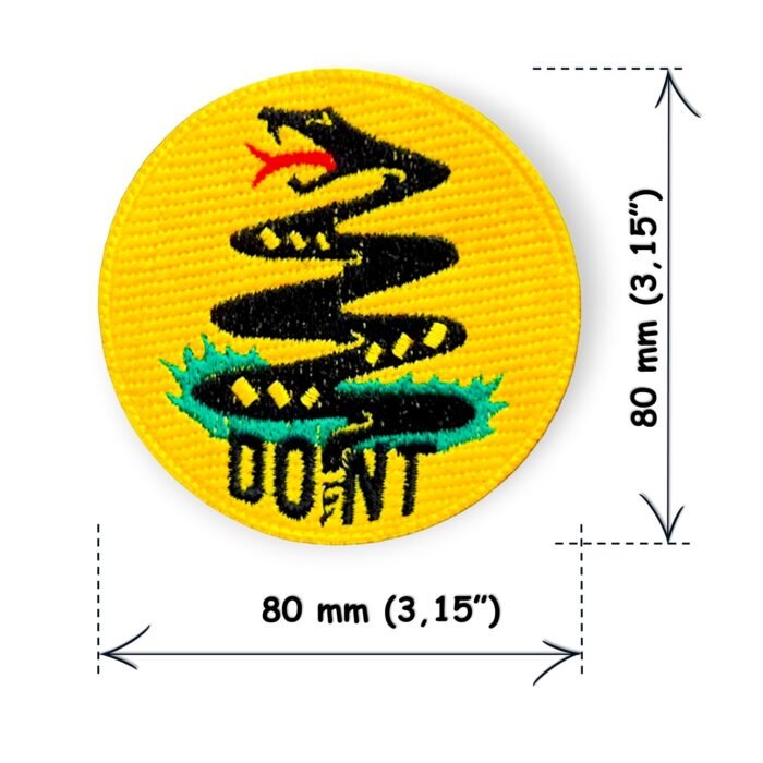 Gadsden Flag Patch Dont Tread Patch with Rattlesnake - Embroidered Libertarian Iron-On, 80mm Circle - Image 3