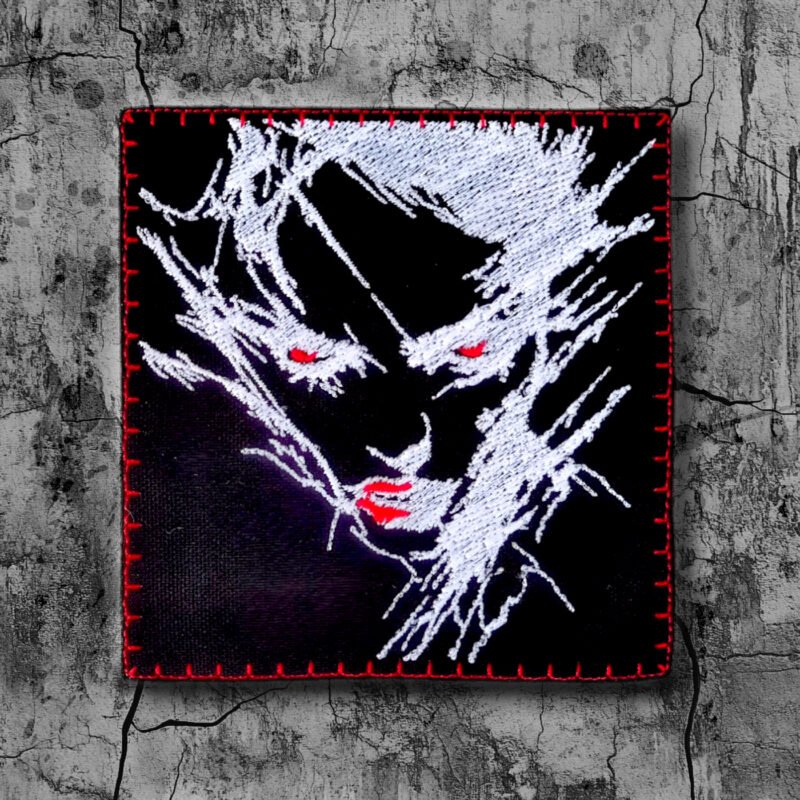 Lady Female Cyberpunk Patch Embroidered White on Black Canvas