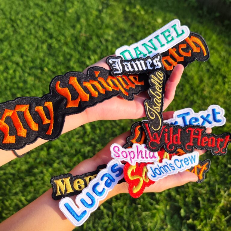 many custom patches in human hands by Mottopatch