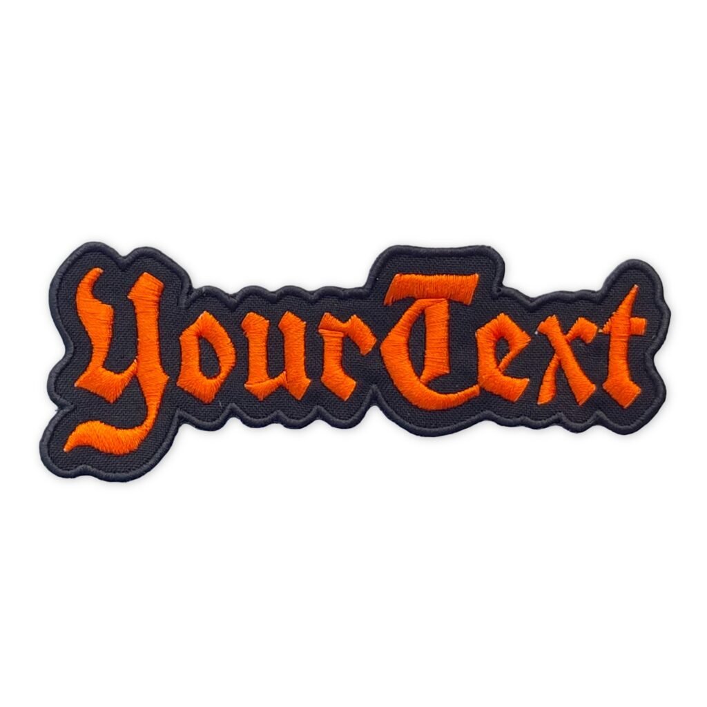 custom gothic patch orange on black