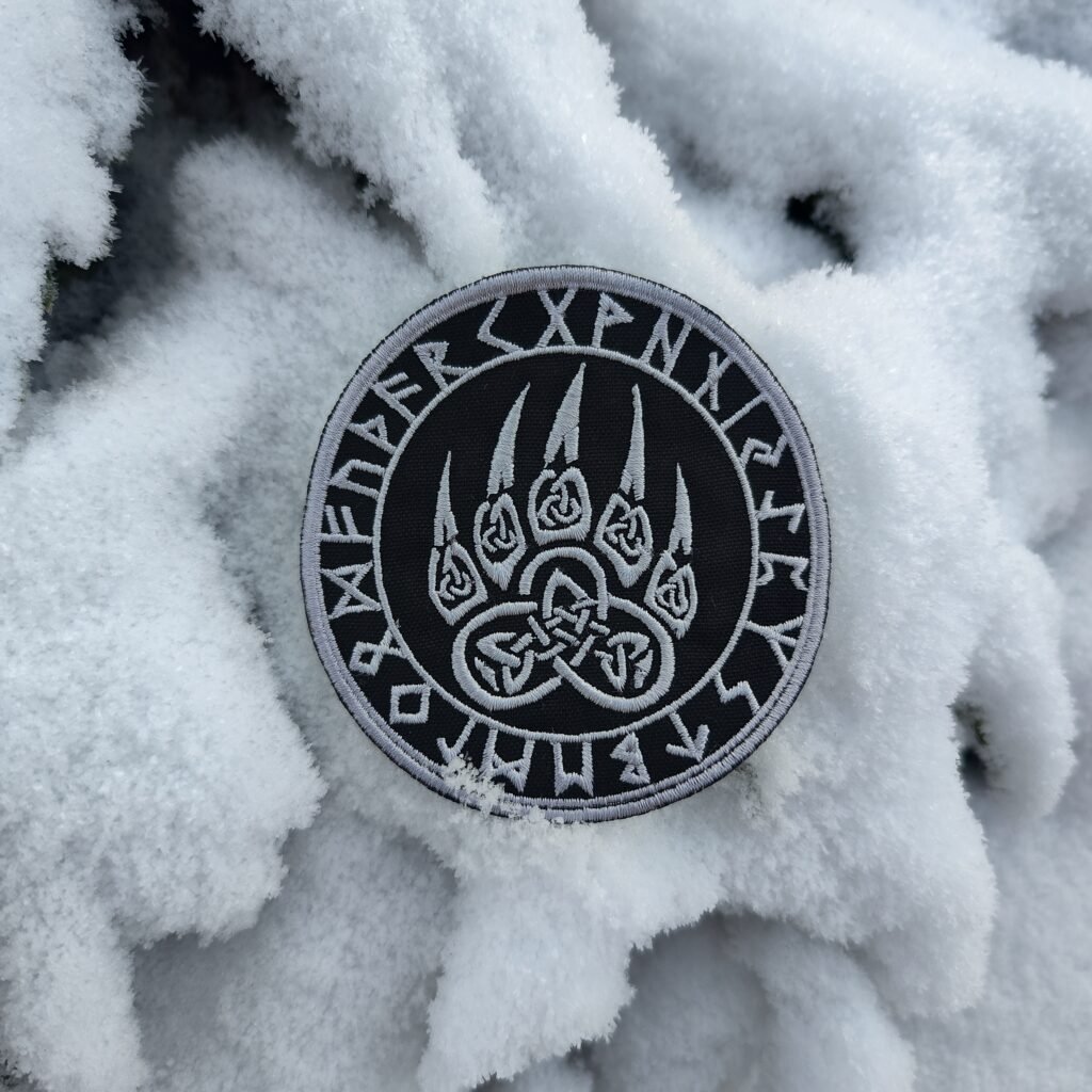 bear claw viking patch on snow