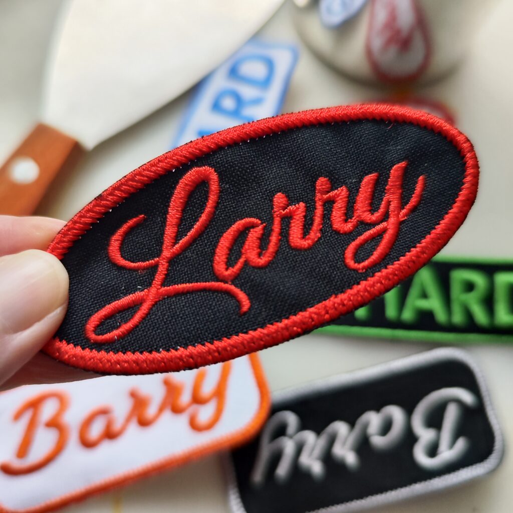 vintage retro style custom name patch black oval embroidered iron on