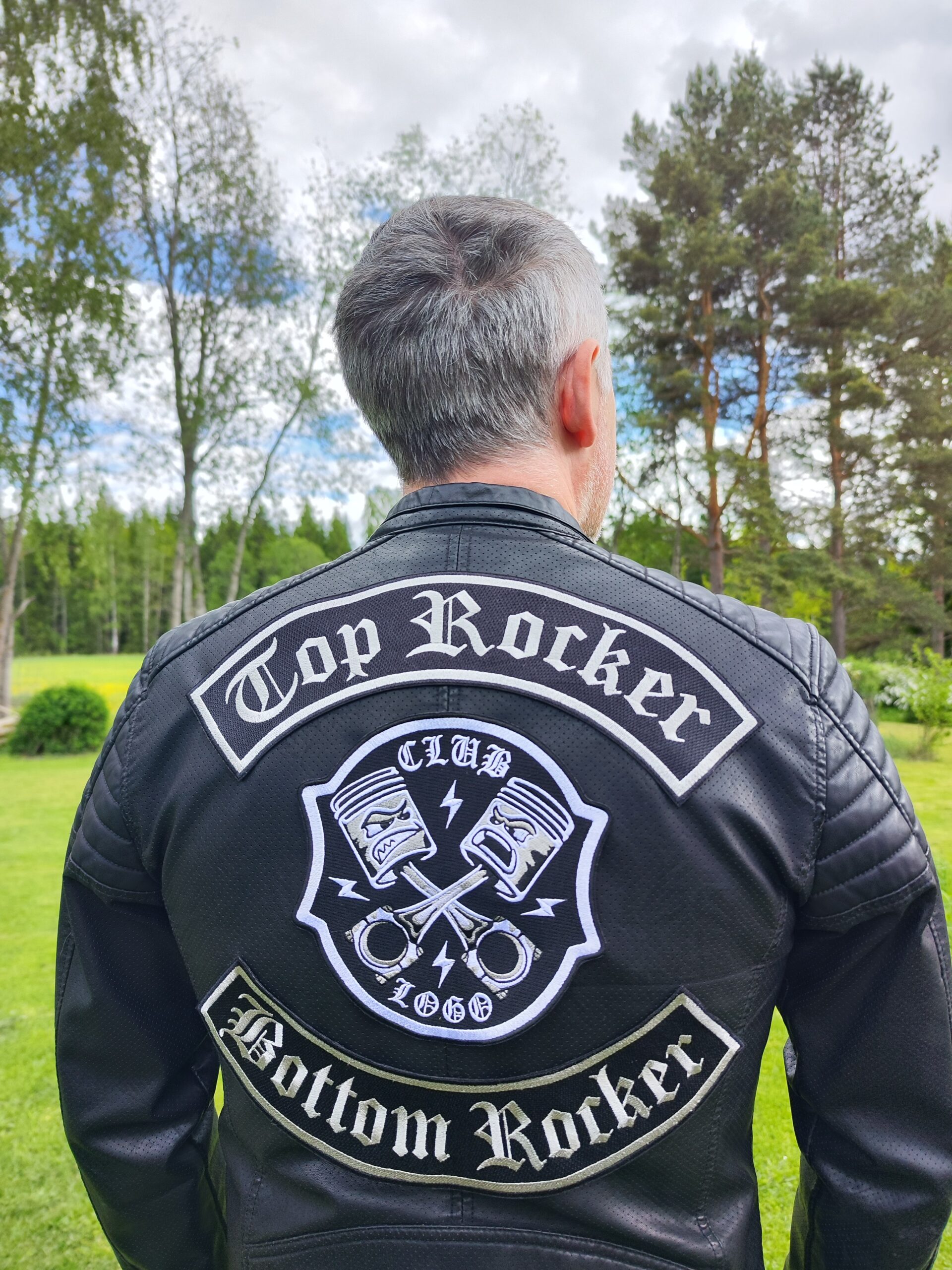real photo custom biker patches embroidered set on men back jacket