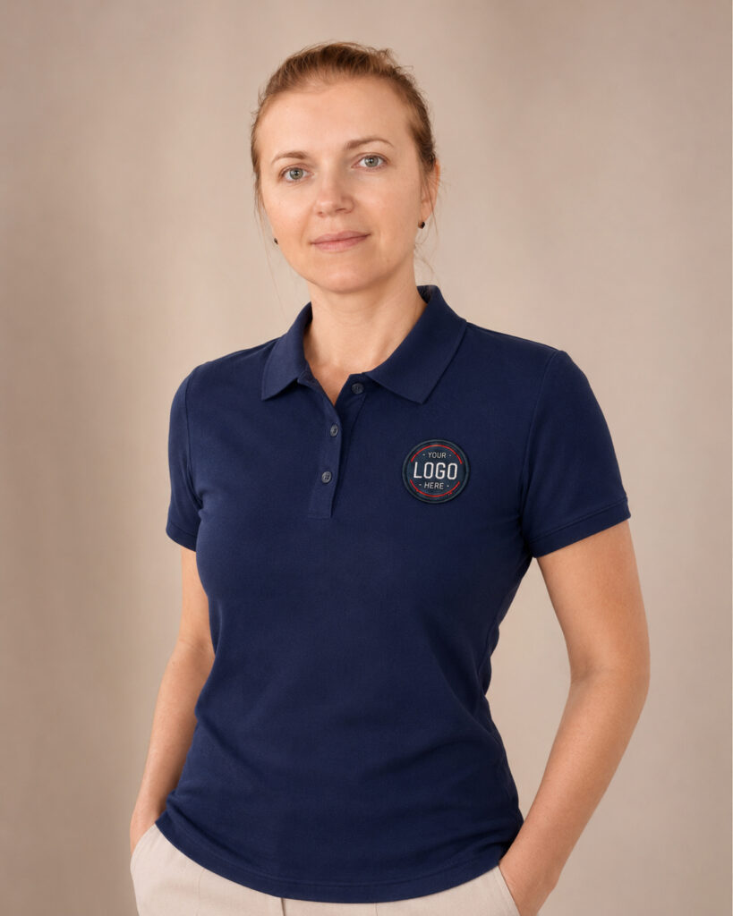 custom embroidered polo navy women