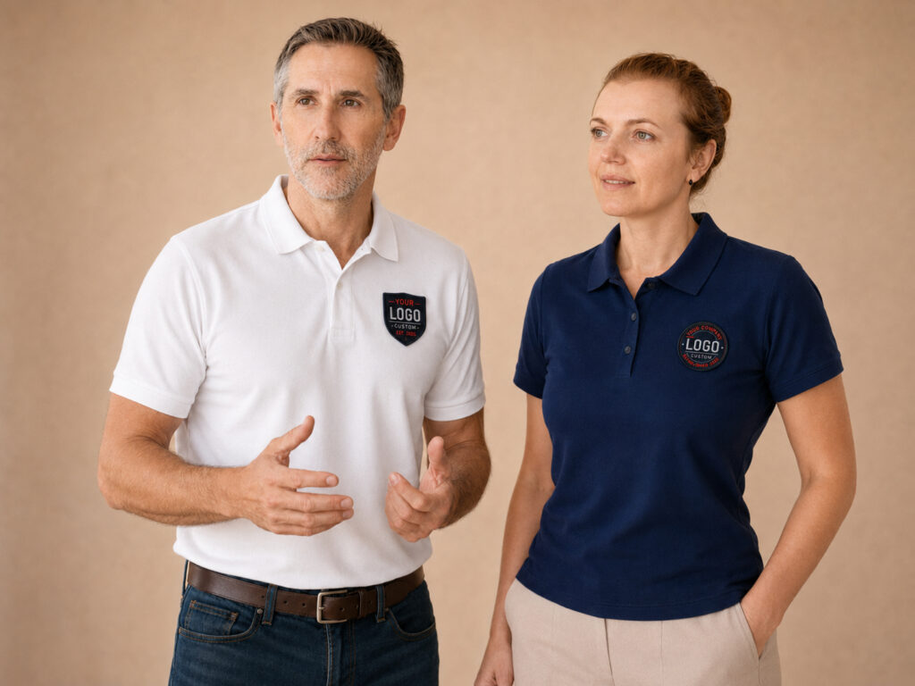 embroidered polo white navy black
