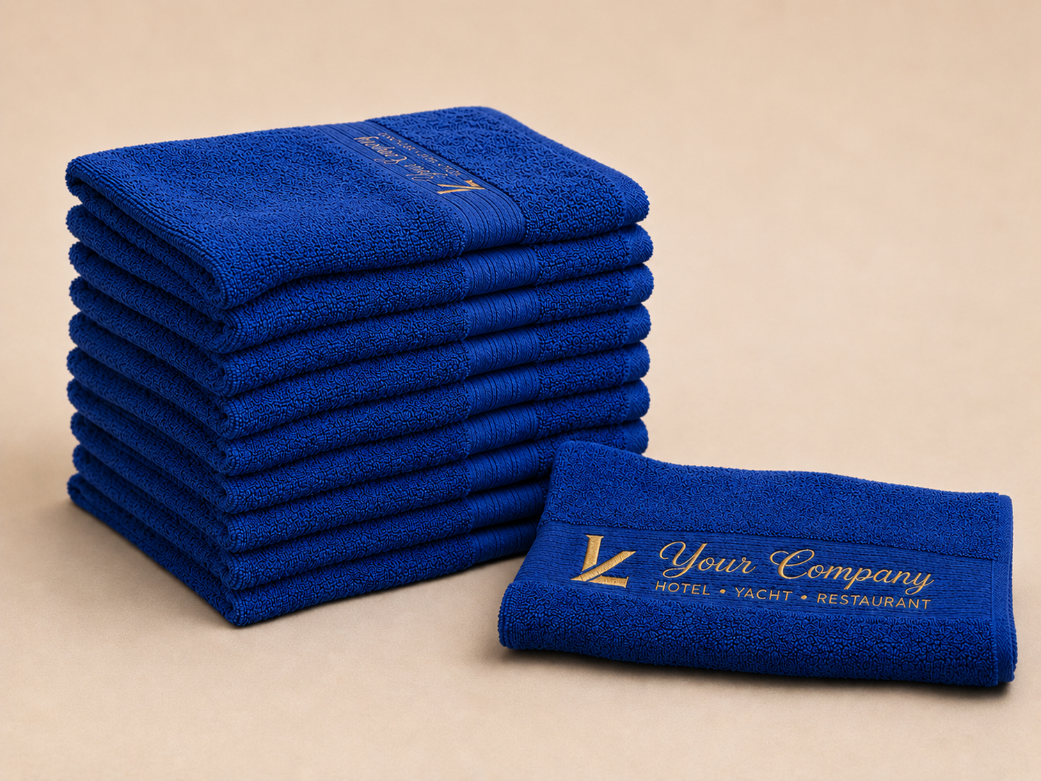 serviettes brodées personnalisées logo hôtel spa